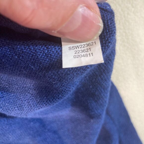 J Jill Top XL Blue Linen Blend Tunic Style V-Neck Short Sleeve Lagenlook Comfort - Picture 7 of 9